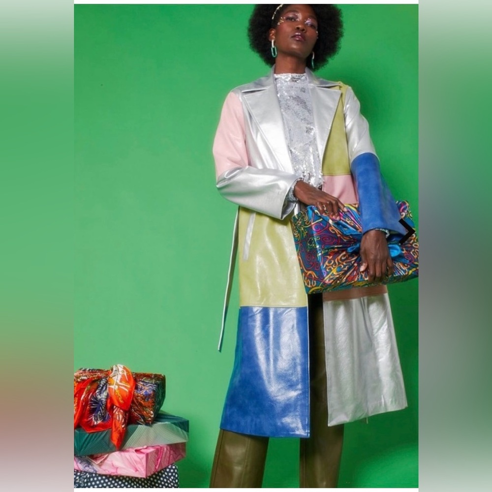 Colorful Patchwork Trench Coat